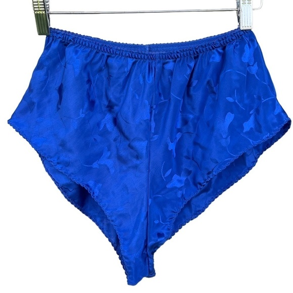 VTG Deena Satin Jacquard Camisole and Shorts Lingerie Set XS/S Jeweled Blue USA - Picture 9 of 15